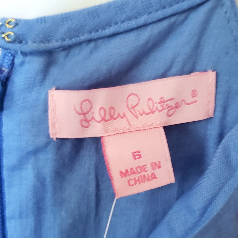 Lilly Pullitzer Pearl Shift Dress Lapis Blue Sz 6 - Picture 8 of 11